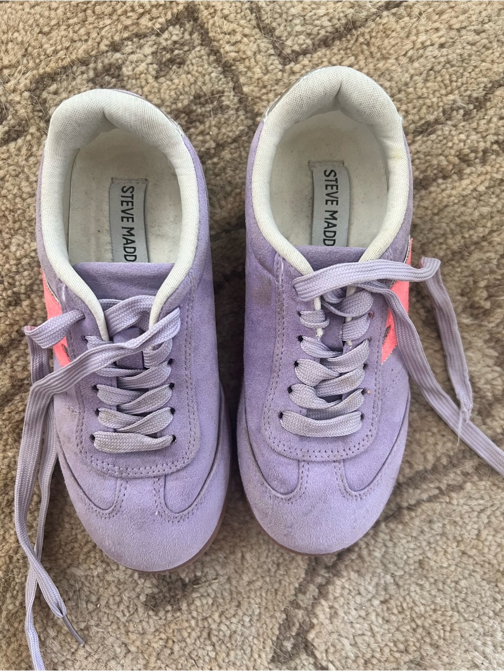 Steve Madden Lavender Suede Sneakers with Pink Accent
